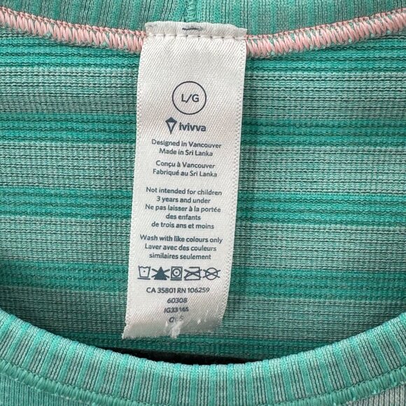 Ivivva By Lululemon Mint Green Striped Short Sleeve Shirt Girls Large - Picture 4 of 5